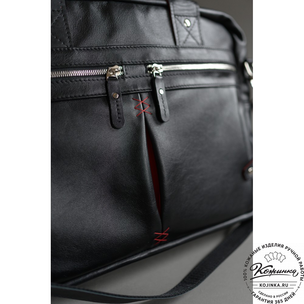 Кожаная деловая сумка "Роджер" (чёрная) 