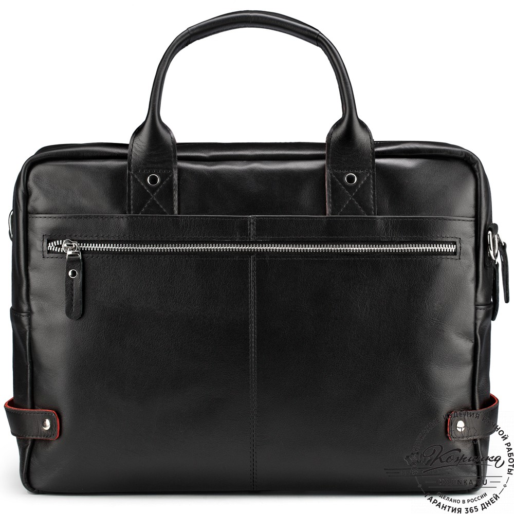 Кожаная деловая сумка "Роджер" (чёрная) 