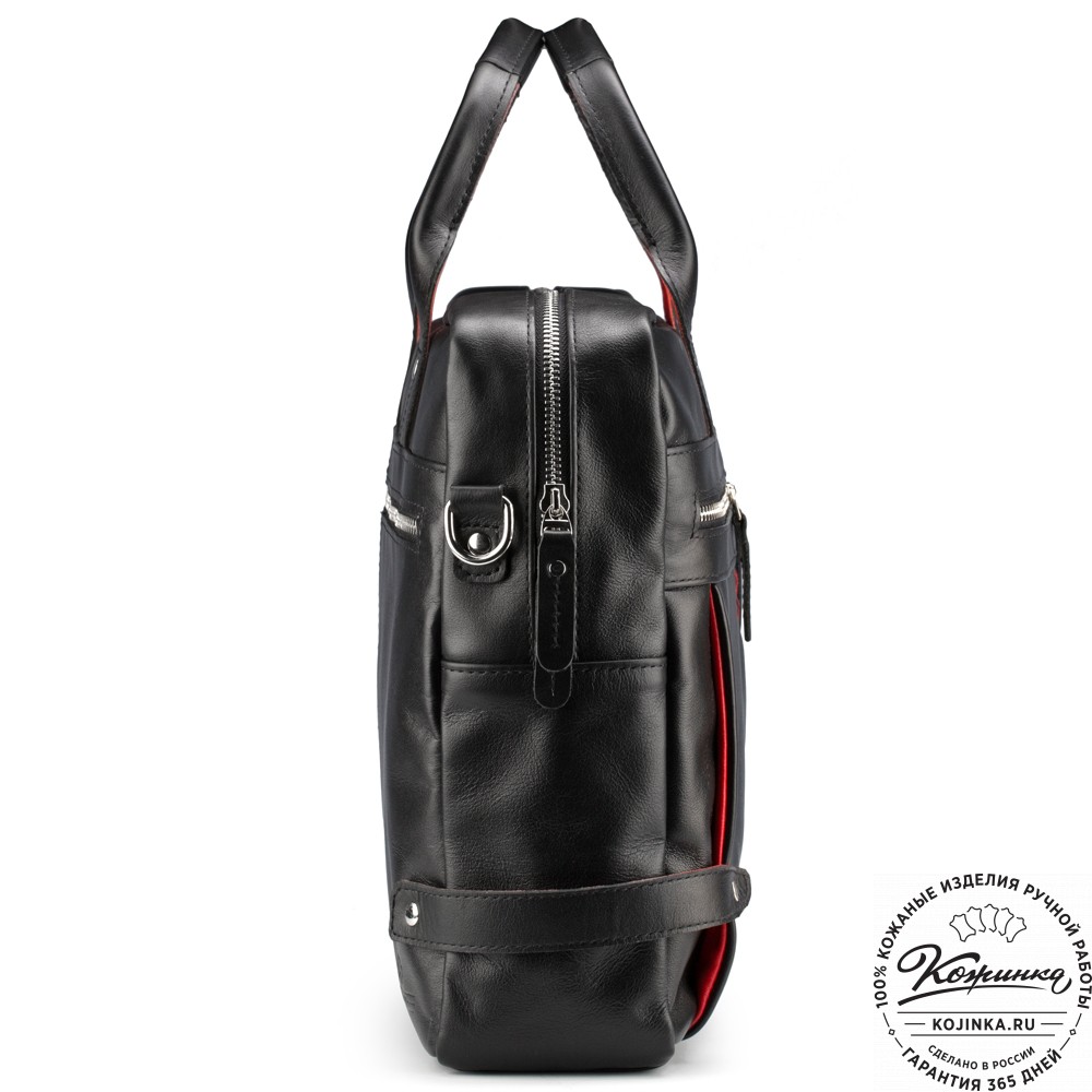 Кожаная деловая сумка "Роджер" (чёрная) 