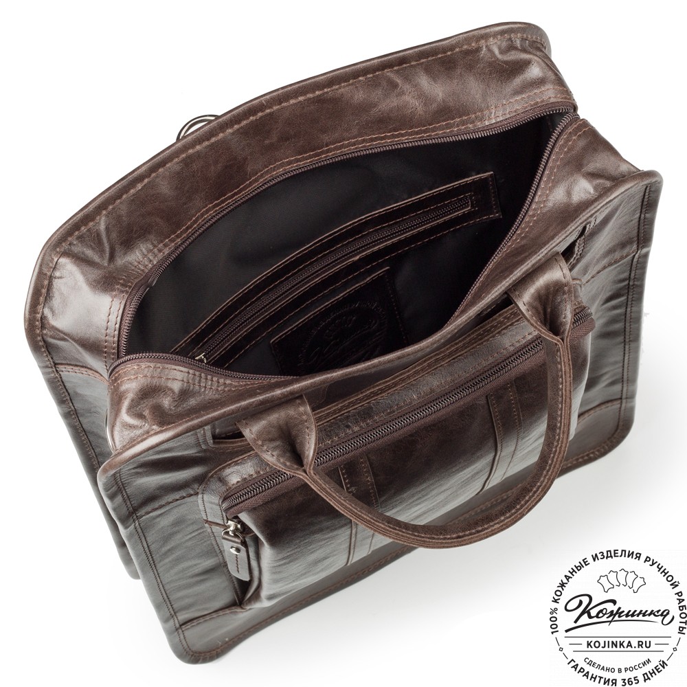 Кожаный рюкзак-сумка "Майкл" (тёмно-коричневый антик)