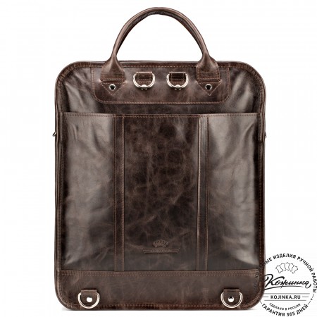 Кожаный рюкзак-сумка "Майкл" (тёмно-коричневый антик)