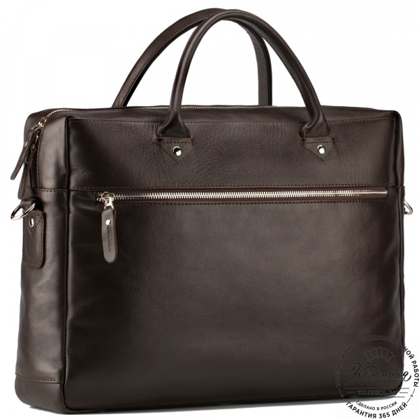 Кожаная деловая сумка "Спайк" (коричневая) . фото 1