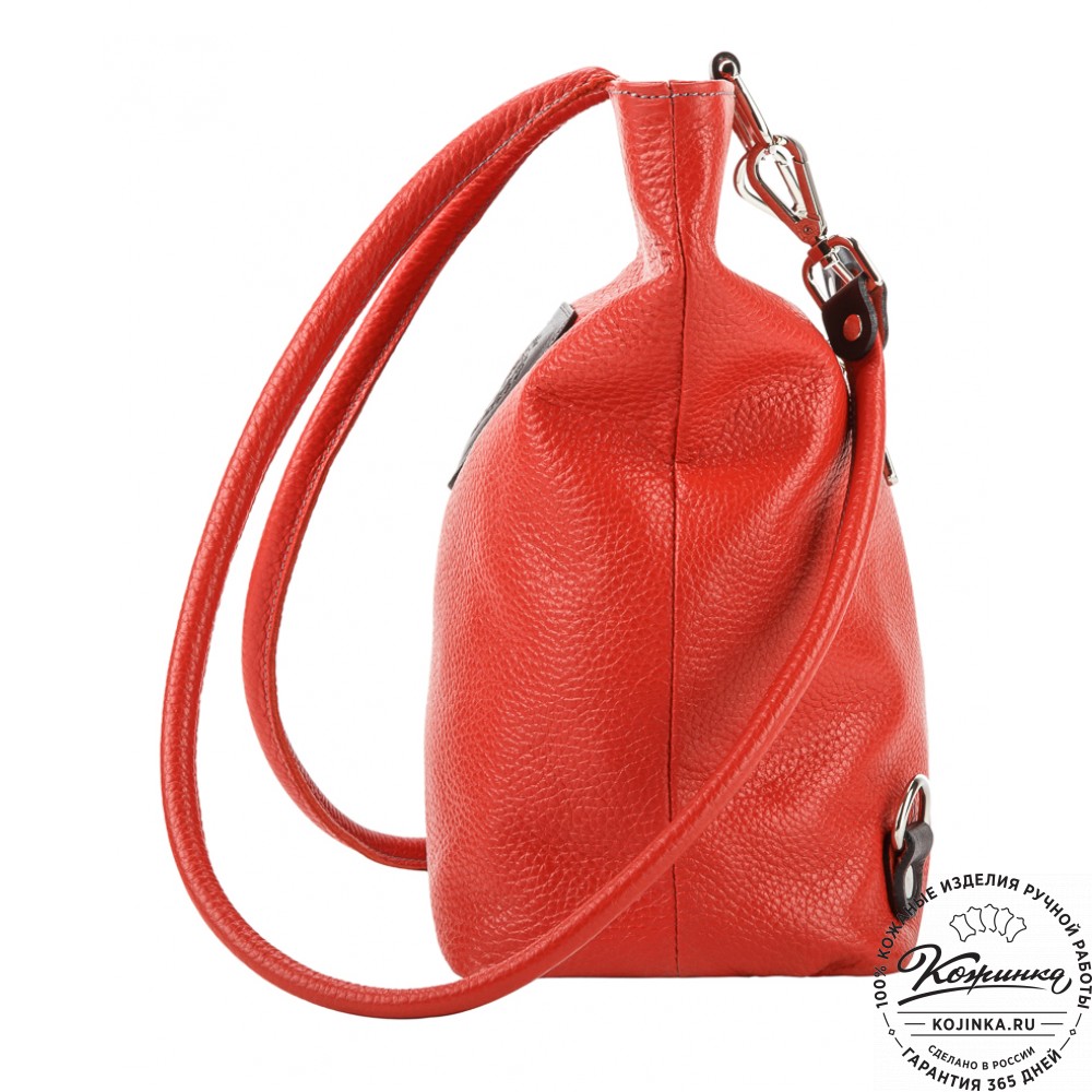 Женская кожаная сумка-рюкзак "Валентино" (красная)