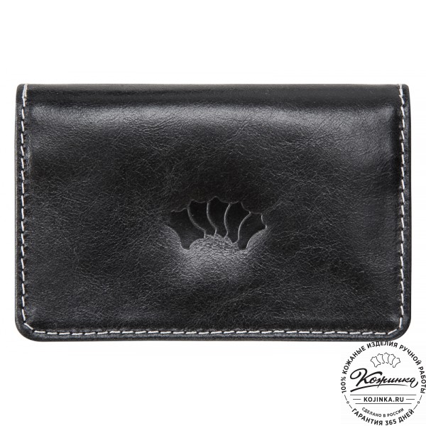 Кожаный картхолдер "Аляска" (чёрный). фото 1