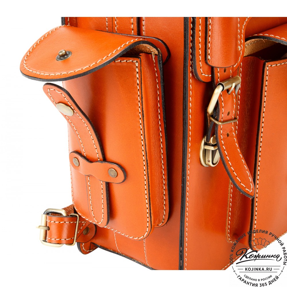 Кожаный ранец-портфель "Джон" (оранжевый)