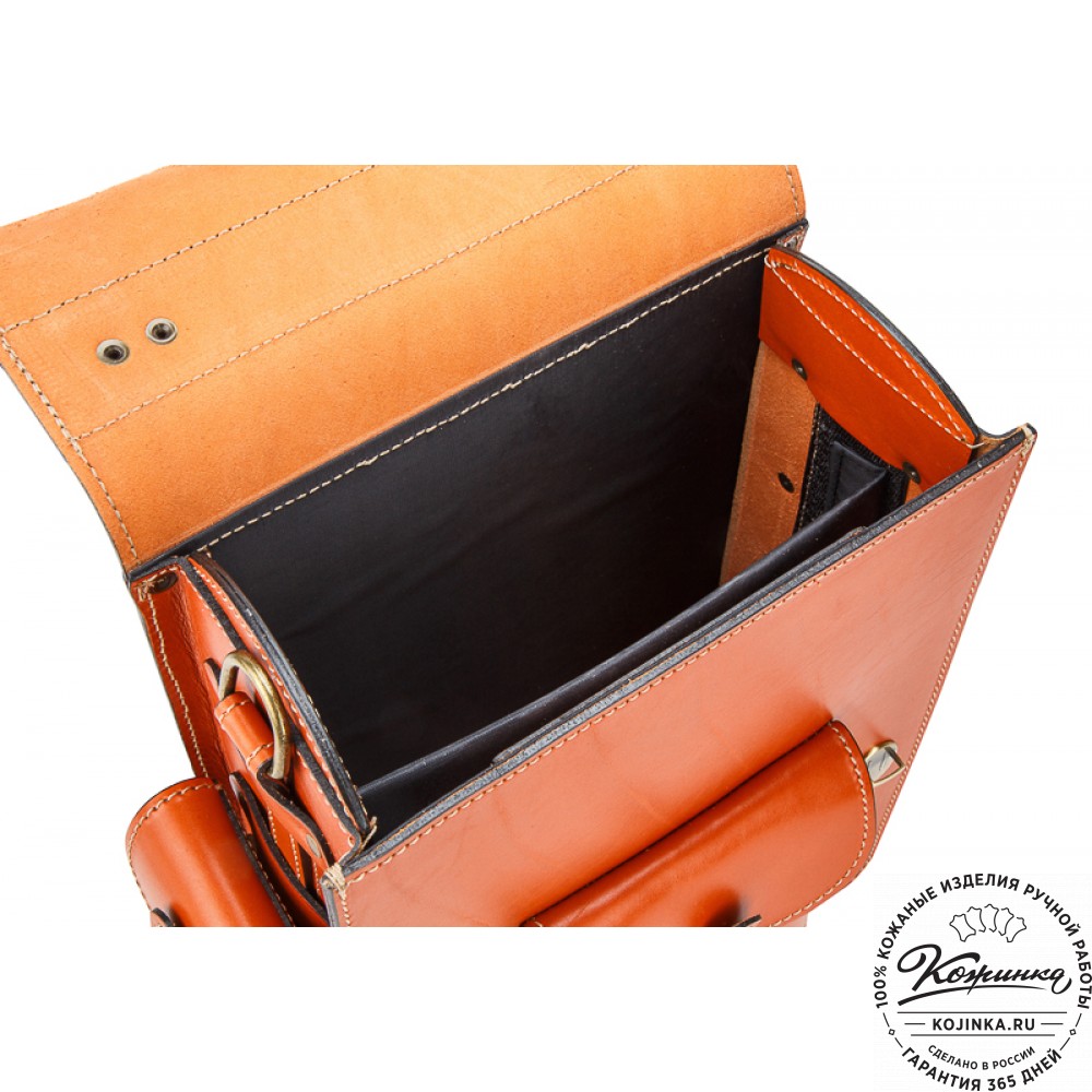 Кожаный ранец-портфель "Джон" (оранжевый)