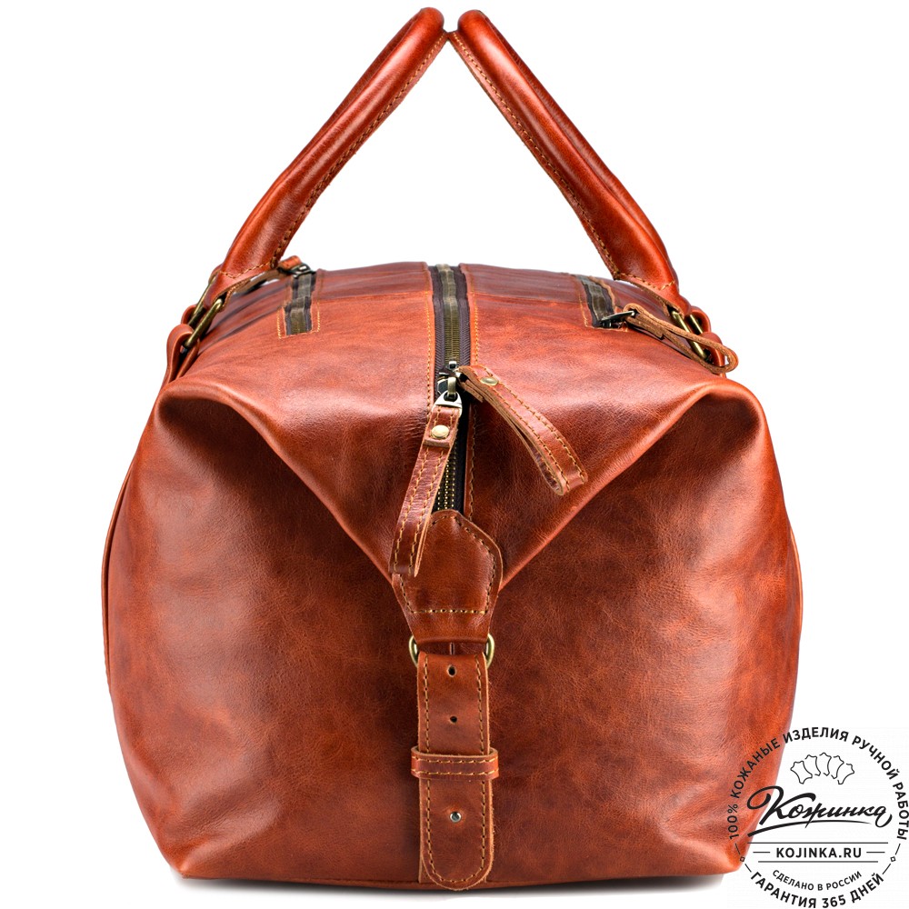 Кожаная дорожно-спортивная сумка Англия (рыжий антик)