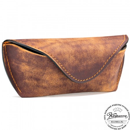 Кожаный футляр для очков из жёсткой кожи (эксклюзив) 