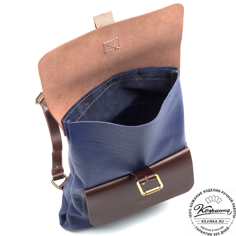 Кожаный рюкзак "Gray" (cиний)