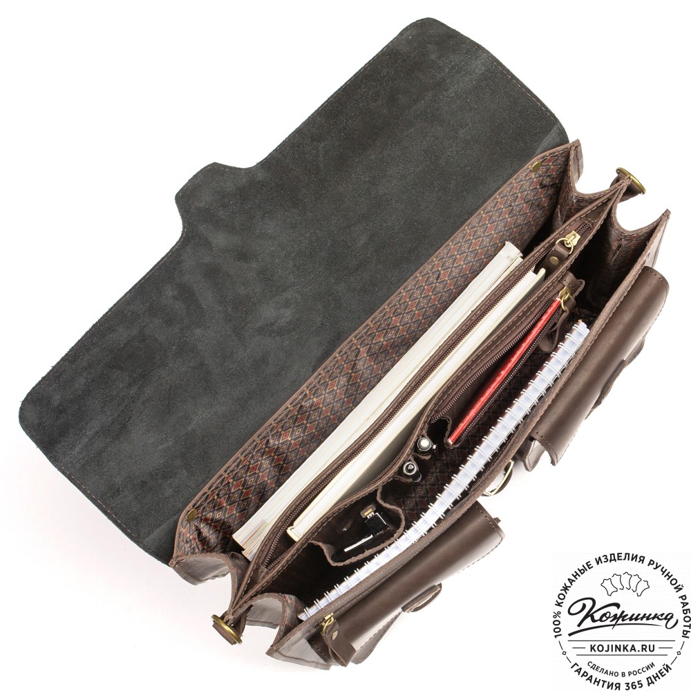 Кожаный портфель "Мирон" (тёмно-коричневый)