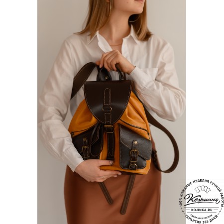 Кожаный рюкзак "Пилот" (оливково-серый)