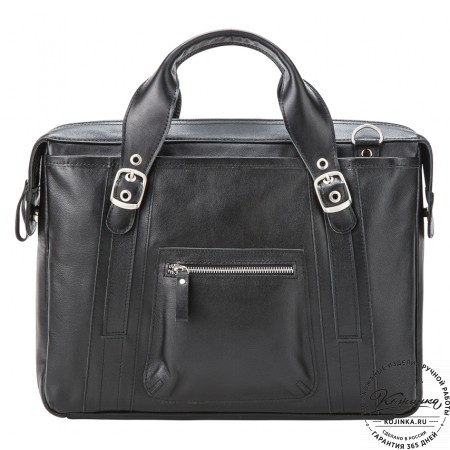 Кожаная деловая сумка "Доминик" (чёрная)