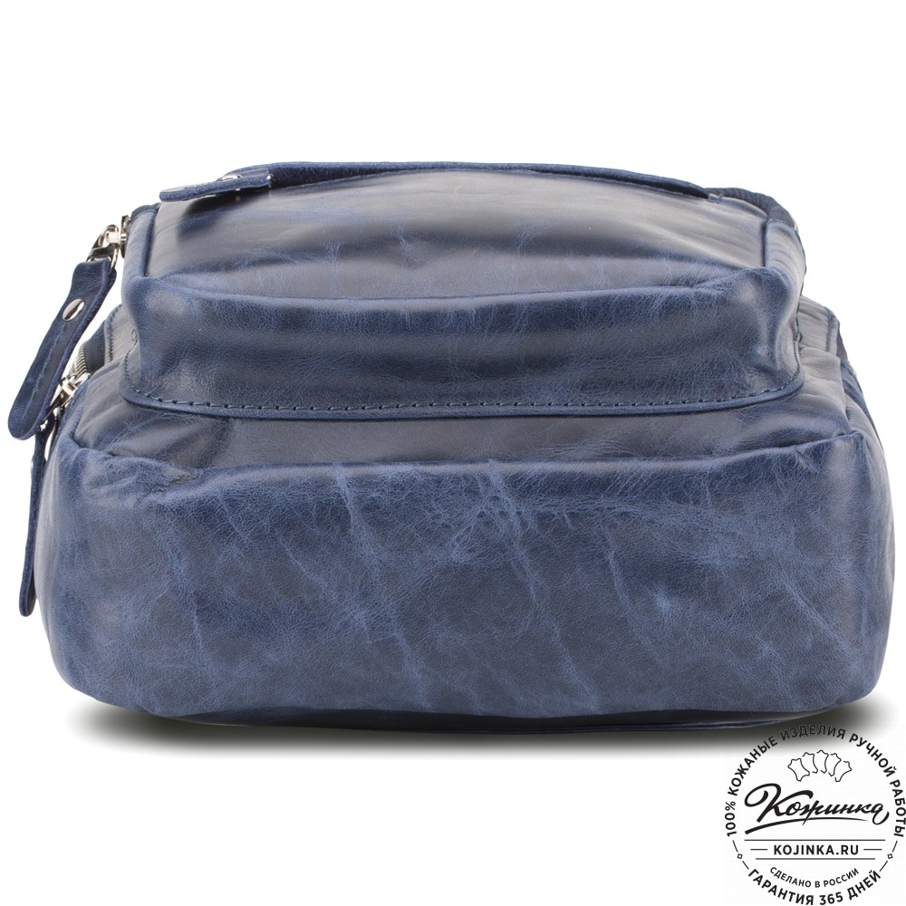 Кожаная нагрудная сумка "Аполлон" (синий антик)