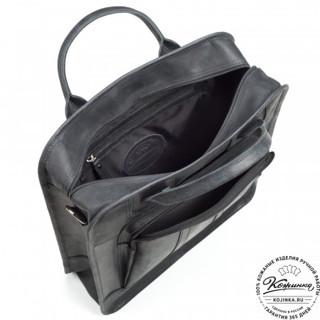 Кожаный рюкзак-сумка "Майкл" (чёрный)