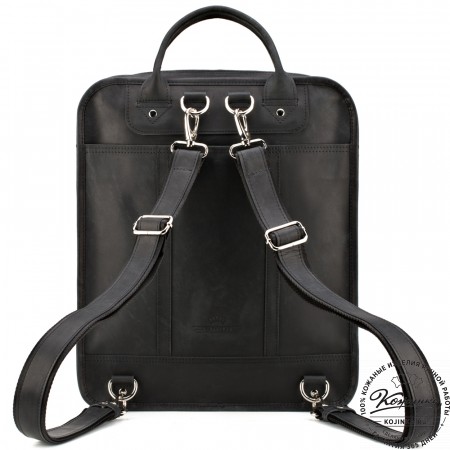 Кожаный рюкзак-сумка "Майкл" (чёрный)
