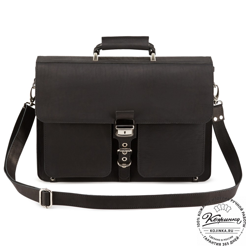 Кожаный портфель "Герман" (чёрный)
