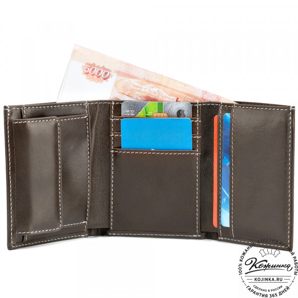 Кожаное портмоне "Германия" (оливковое). фото 1