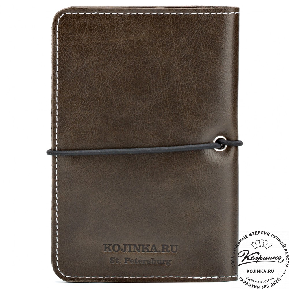 Кожаная обложка на паспорт Прага (оливковая)