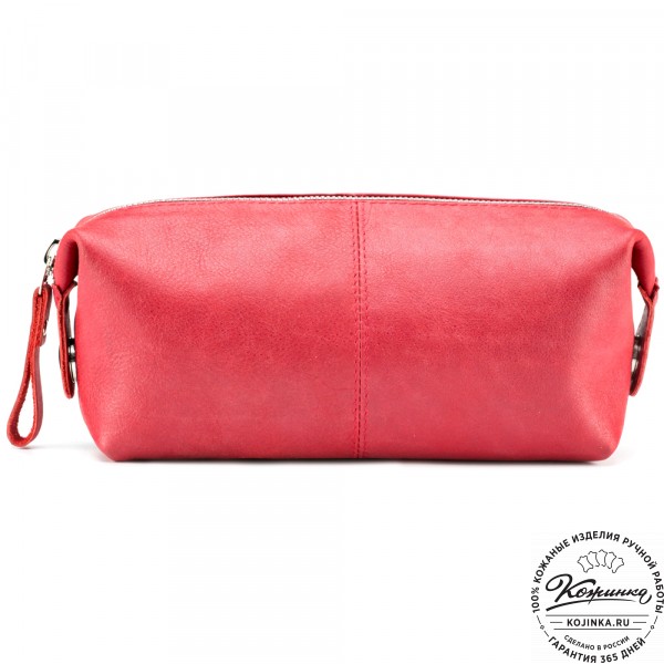 Кожаная косметичка "Бамбина" (красная). фото 1