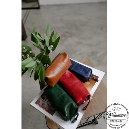 Кожаная косметичка "Бамбина" (рыжая)