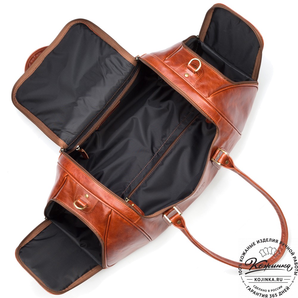Кожаная дорожно-спортивная сумка "Дональд" (рыжий антик)