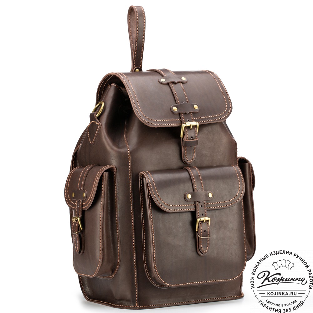 Кожаный рюкзак "Патриот" (тёмно-коричневый)