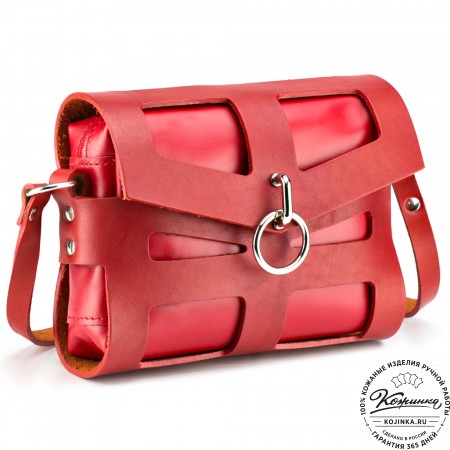 Женская кожаная сумка "Кортни" (красная) 