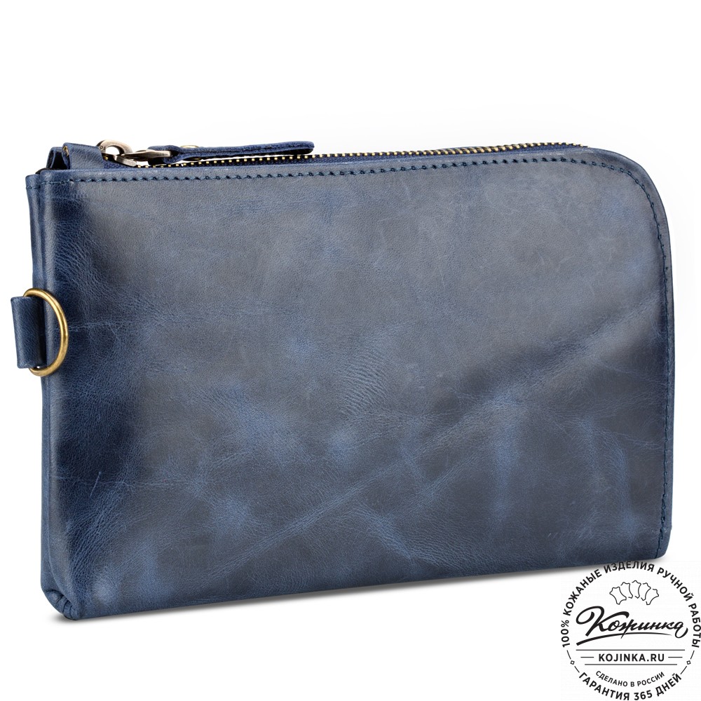 Кожаный клатч "Логан" (синий антик) 