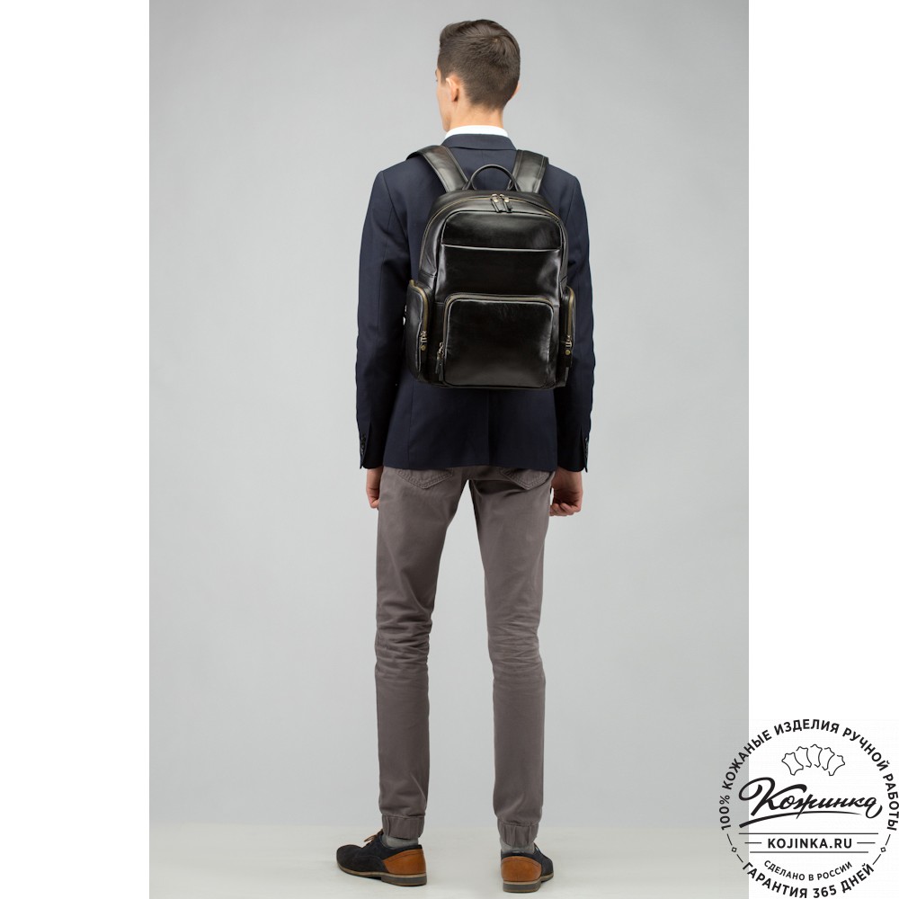 Кожаный рюкзак "Дионис" (синий воск)