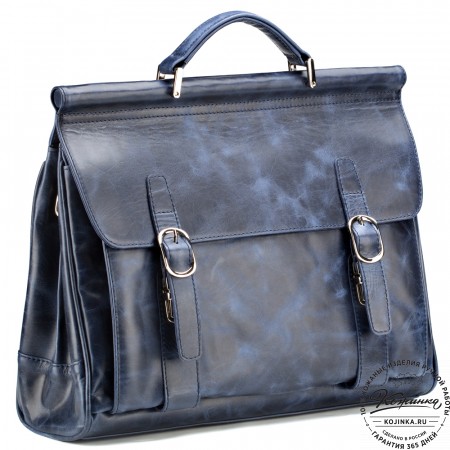 Кожаный портфель "Версаль" (cиний антик)