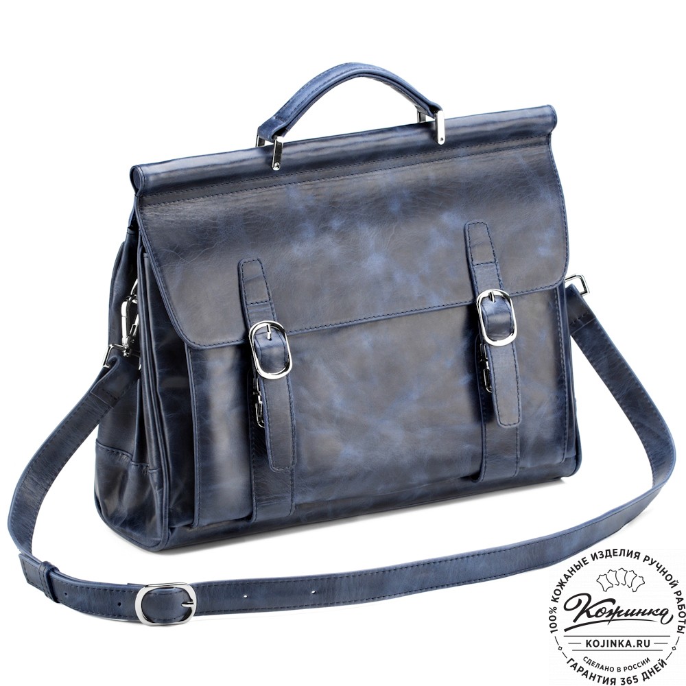 Кожаный портфель "Версаль" (cиний антик)