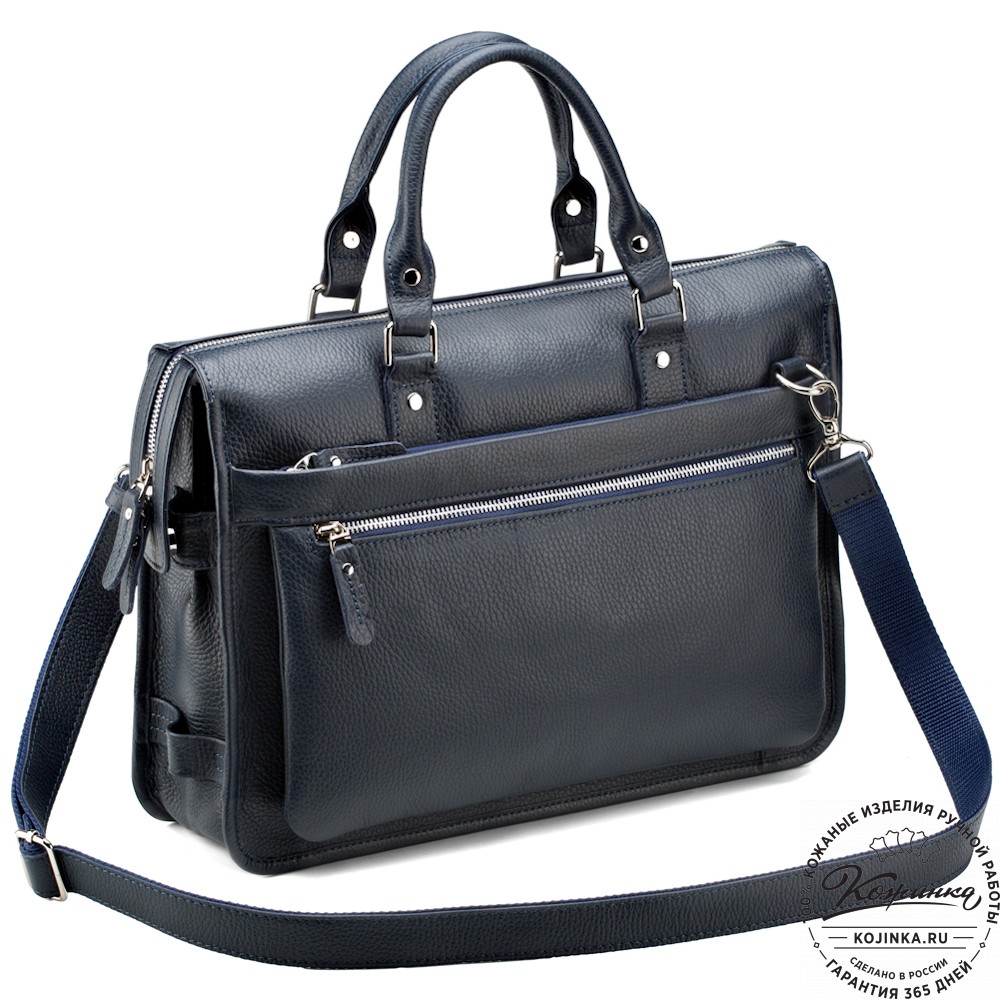 Кожаная деловая сумка "Вильямс" (синяя) 