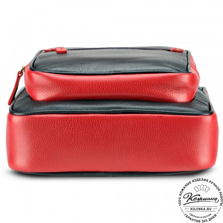 Кожаный рюкзак "Касандра" (синий с красным)