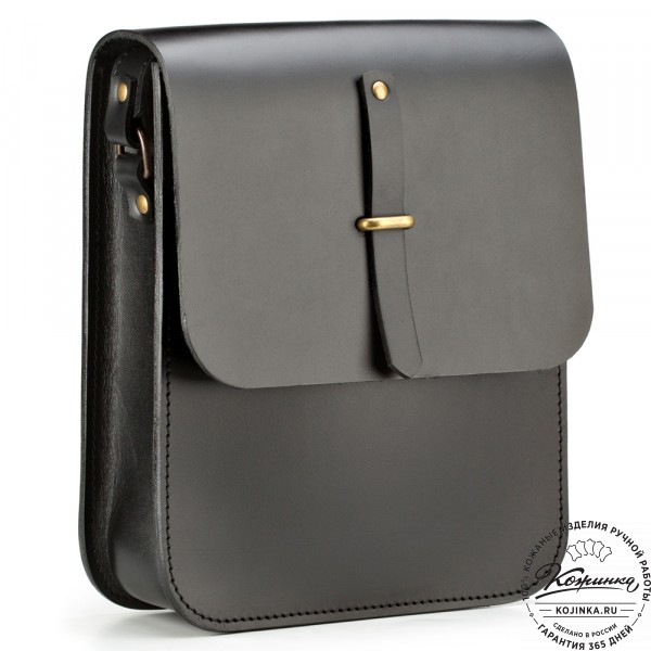 Кожаная сумка через плечо "Казань" (чёрная) . фото 1