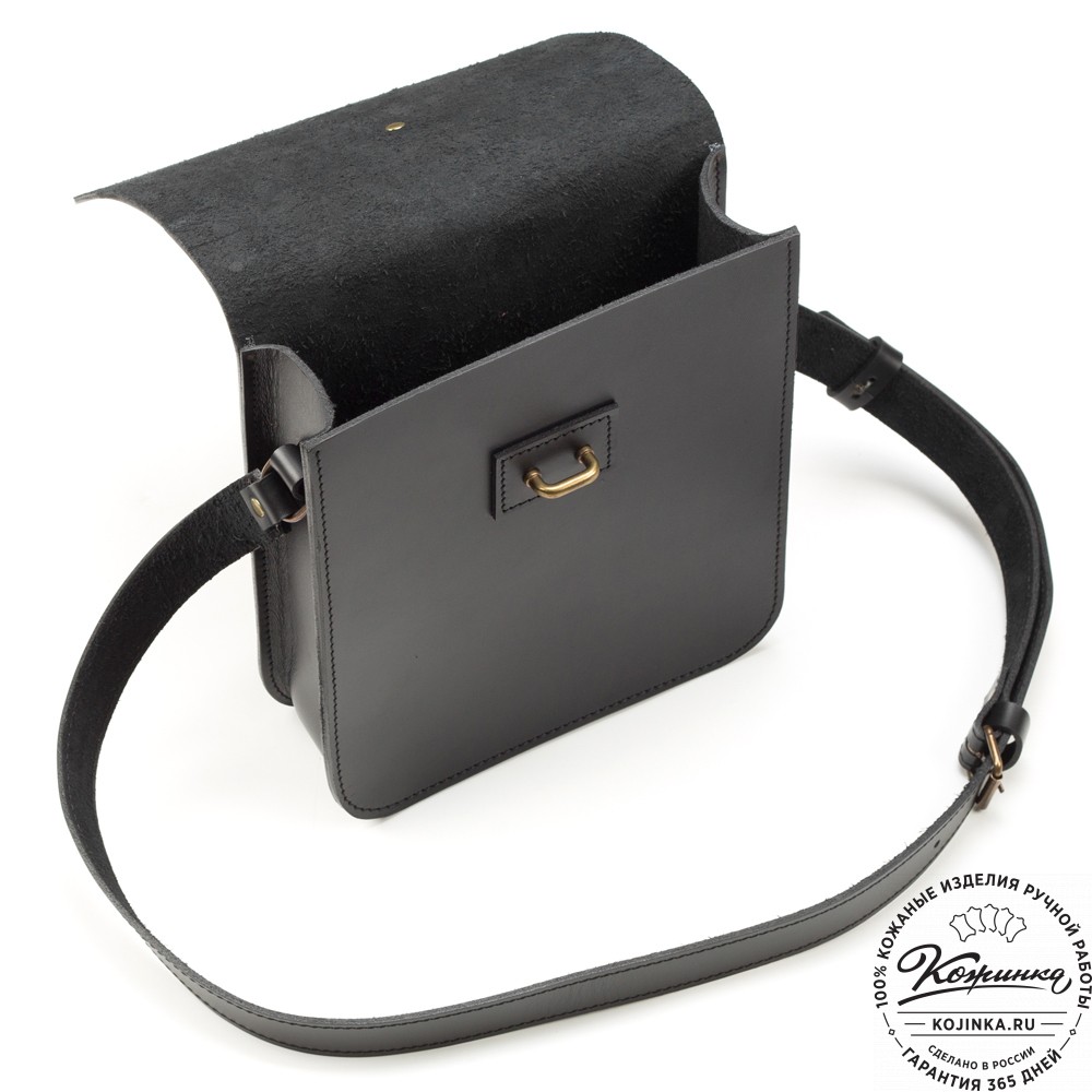 Кожаная сумка через плечо "Казань" (чёрная) 