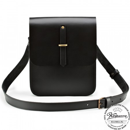 Кожаная сумка через плечо "Казань" (чёрная) 