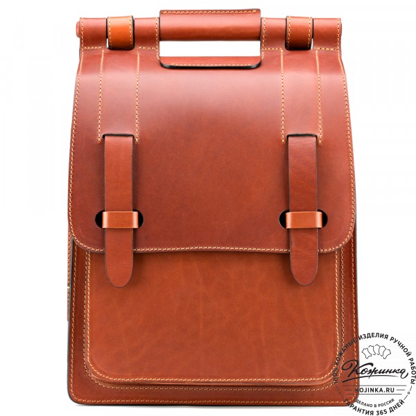 Стильный кожаный рюкзак "Кельт" (рыжий). фото 1