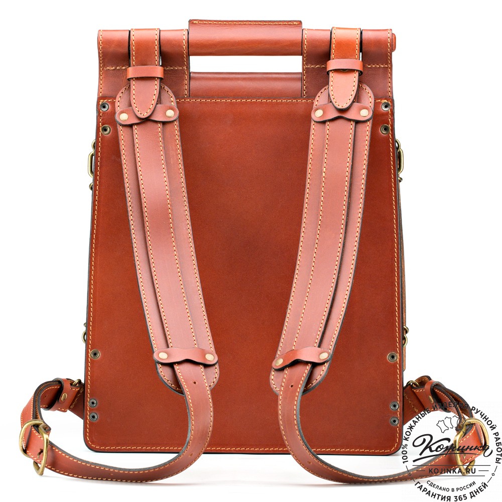 Стильный кожаный рюкзак "Кельт" (рыжий)