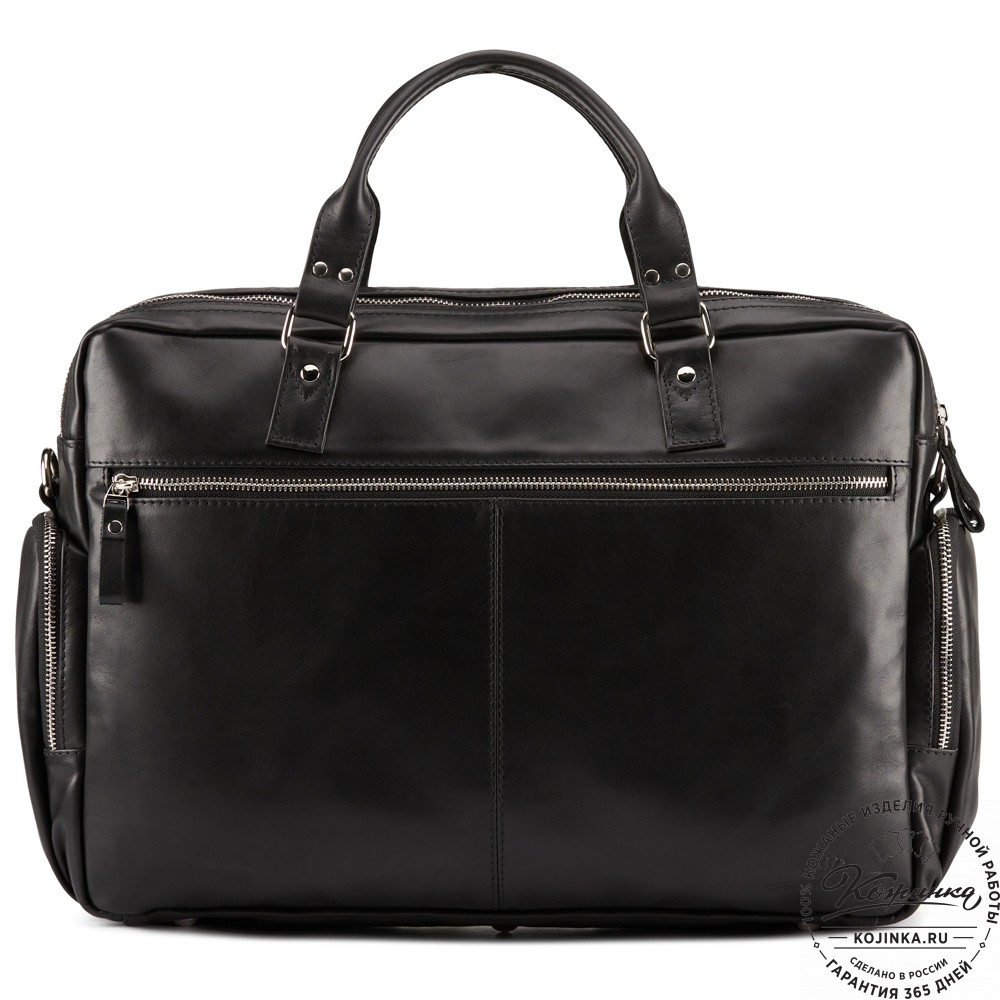 Кожаная деловая сумка для командировок "Бастилия" (чёрная)