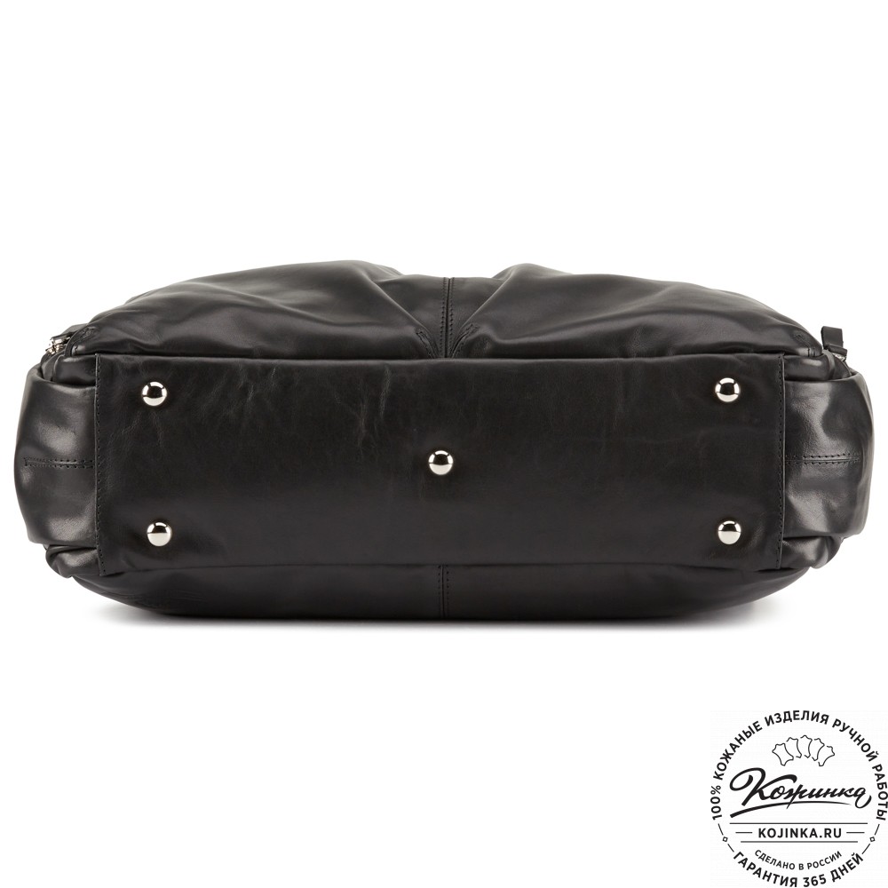 Кожаная деловая сумка для командировок "Бастилия" (чёрная)