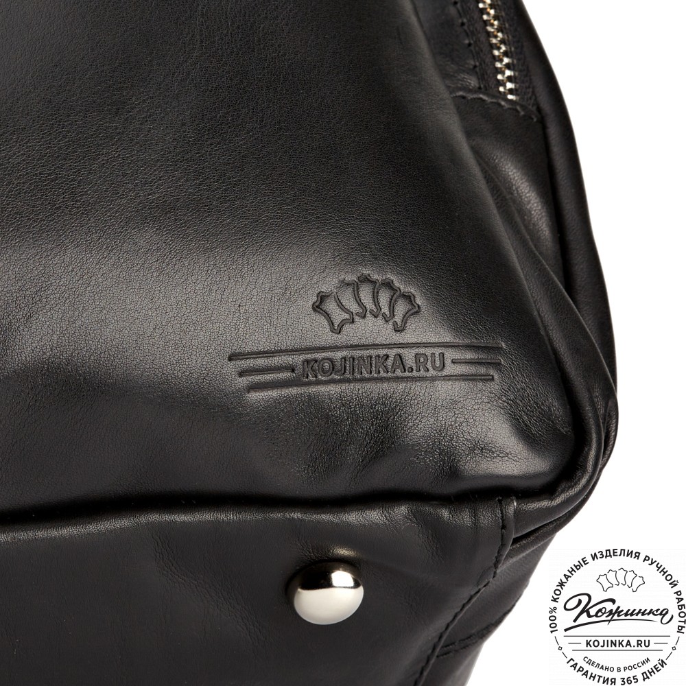 Кожаная деловая сумка для командировок "Бастилия" (чёрная)
