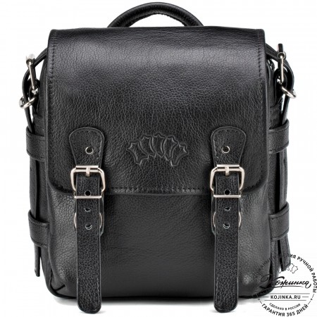 Кожаная сумка через плечо "Джек" (чёрная) 