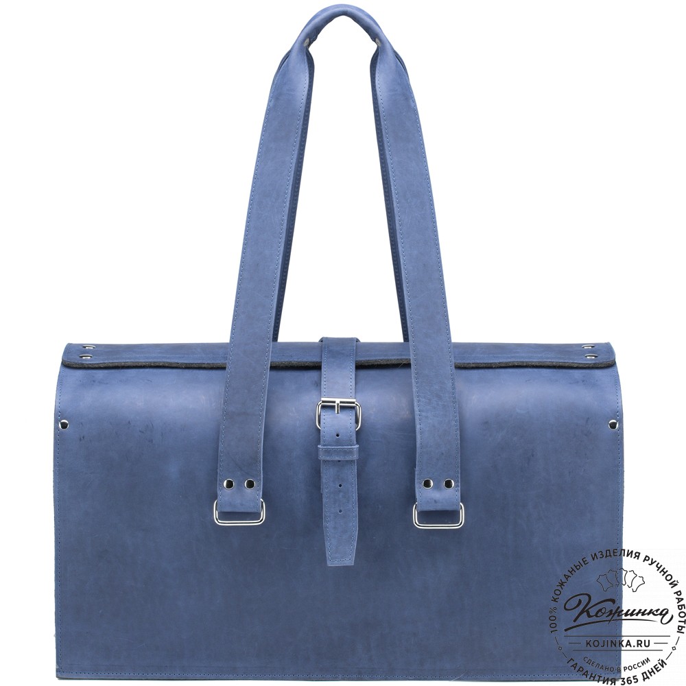 Кожаная дорожная сумка "Гамильтон" (синий крейзи)