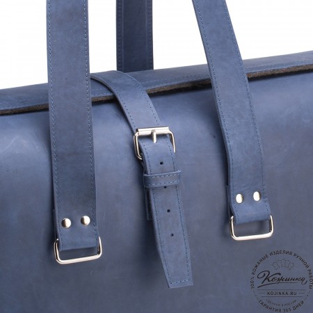 Кожаная дорожная сумка "Гамильтон" (синий крейзи)