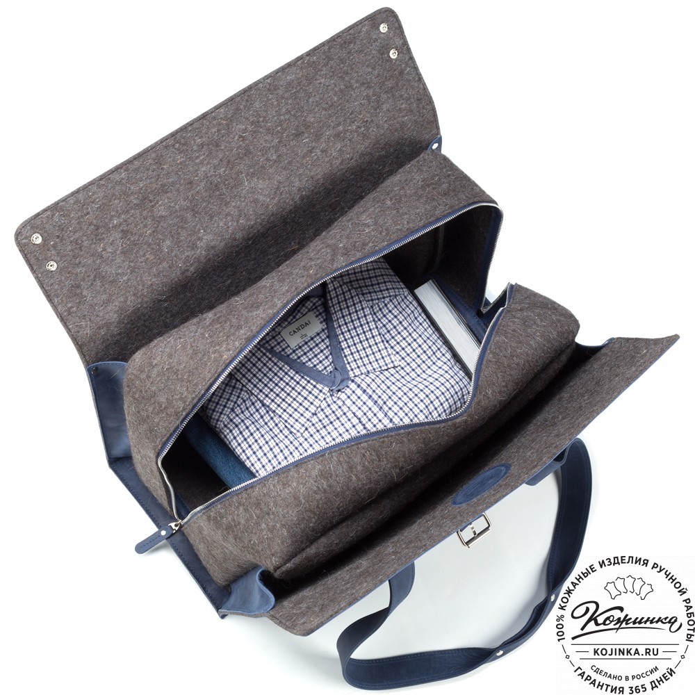 Кожаная дорожная сумка "Гамильтон" (синий крейзи)