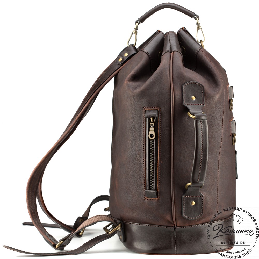 Кожаный рюкзак "СаШе" (тёмно-коричневый)
