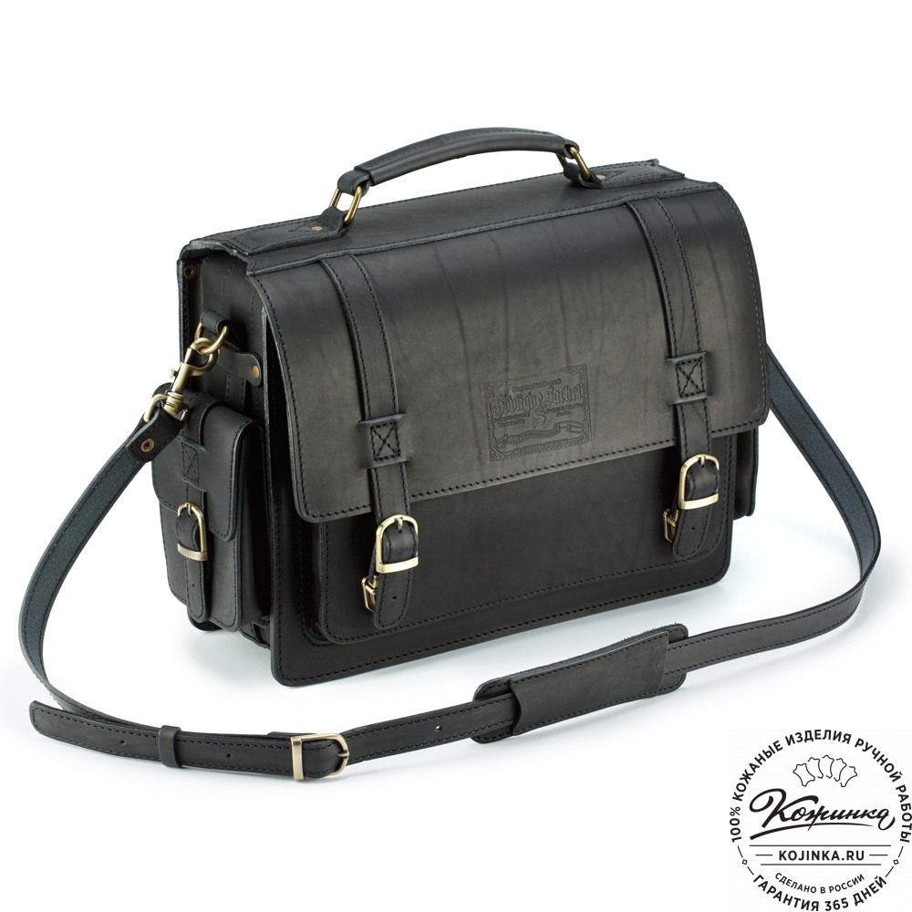 Кожаный портфель "Трансформер" (чёрный)