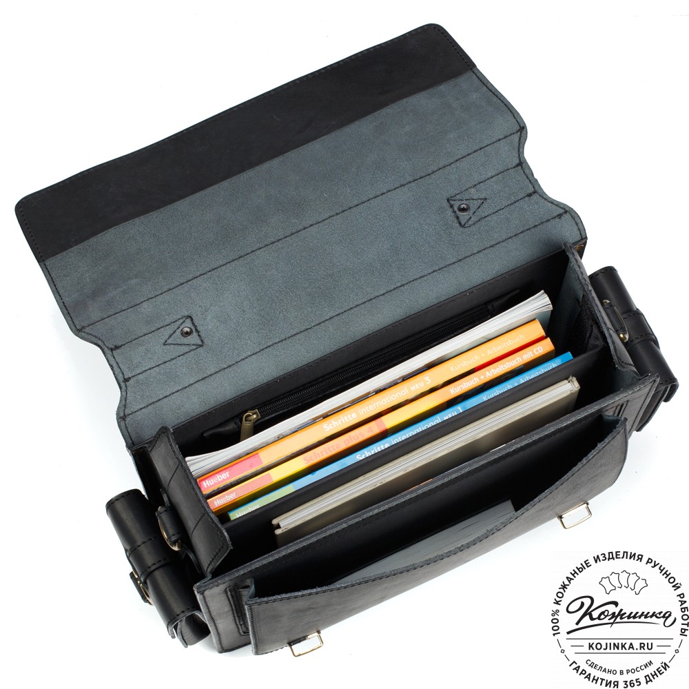 Кожаный портфель "Трансформер" (чёрный)