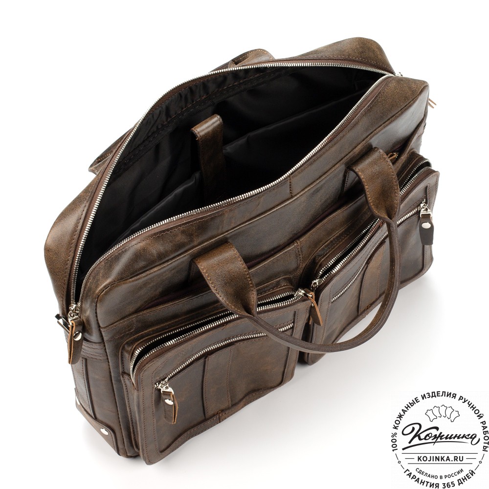 Кожаная деловая сумка "Гильермо" (коричневая наппа) 