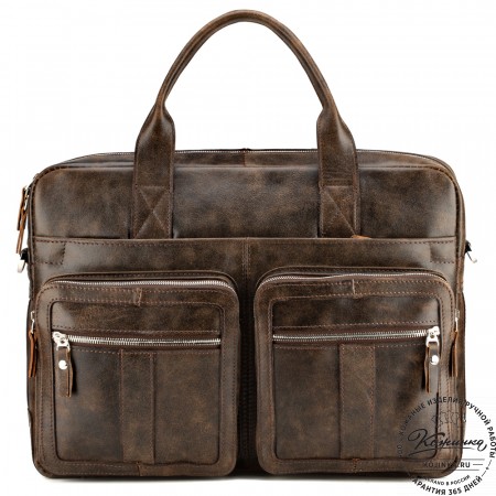 Кожаная деловая сумка "Гильермо" (коричневая наппа) 